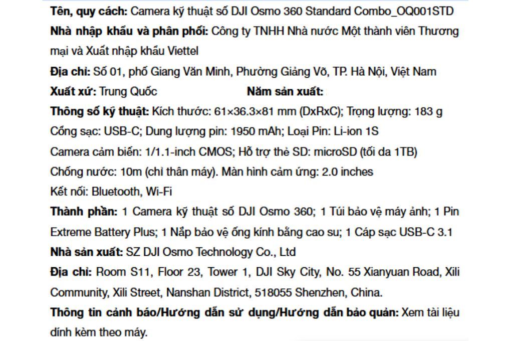Camera kỹ thuật số DJI Osmo 360 Standard Combo_OQ001STD Màu Đen