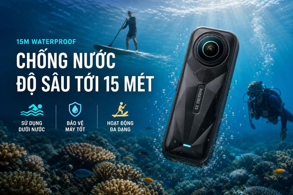 Camera hành trình Insta360 X5 Essentials Bundle - Khả năng chống nước tới 15m Camera hành trình Insta360 X5 Essentials Bundle - Khả năng chống nước tới 15m
