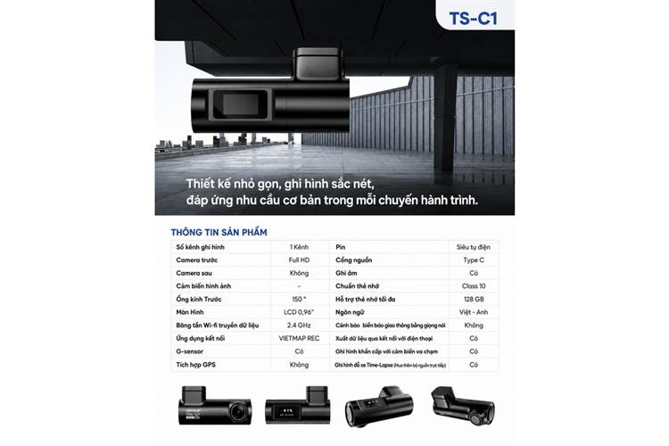 Camera hành trình xe hơi Full HD Vietmap TS-C1 Màu Đen