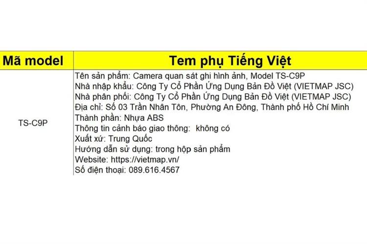 Camera hành trình xe hơi 2K GPS Vietmap TS-C9P Màu Đen