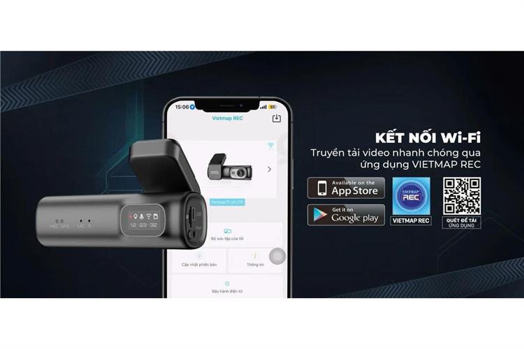 Camera hành trình xe hơi ghi hình trước sau 2K GPS Vietmap TS-2K Lite Màu Đen