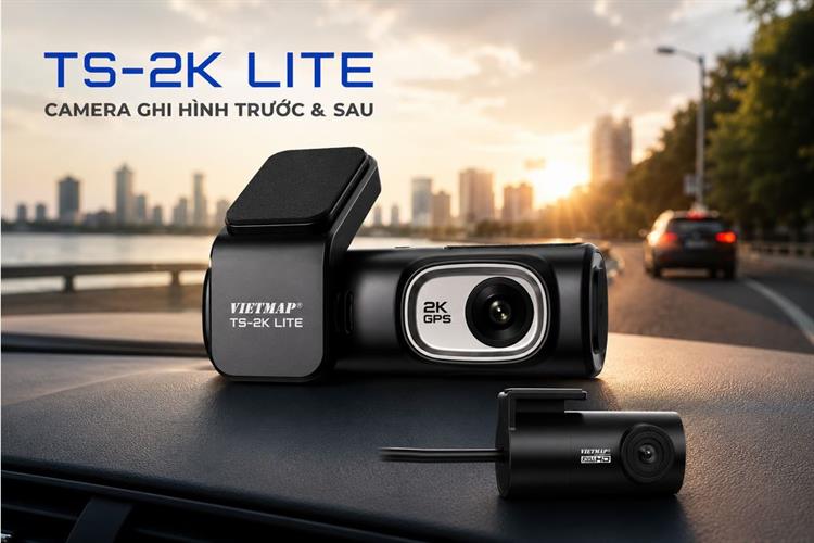Camera hành trình xe hơi ghi hình trước sau 2K GPS Vietmap TS-2K Lite Màu Đen
