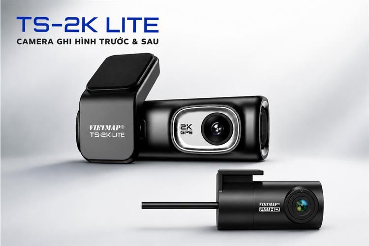 Camera hành trình xe hơi ghi hình trước sau 2K GPS Vietmap TS-2K Lite Màu Đen
