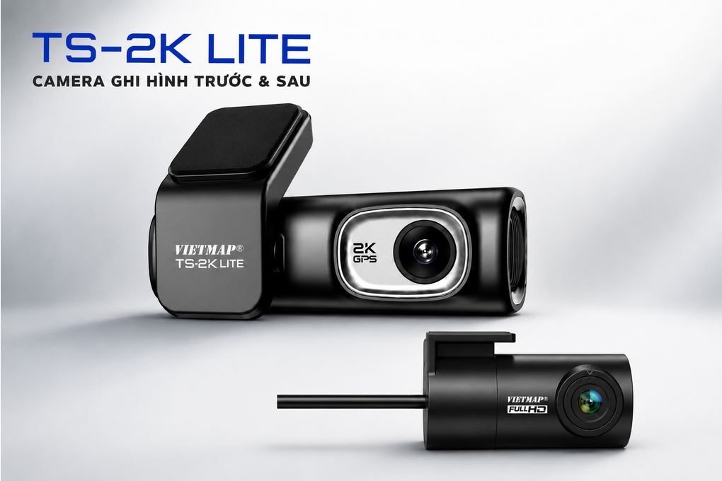 Camera hành trình xe hơi ghi hình trước sau 2K GPS Vietmap TS-2K Lite Màu Đen