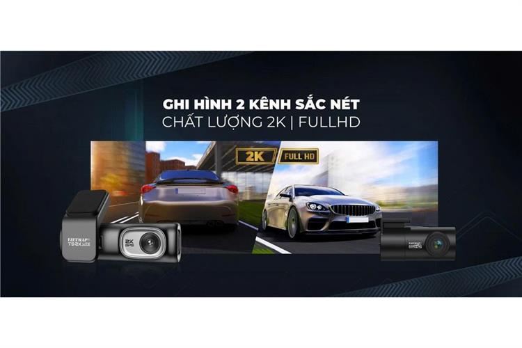 Camera hành trình xe hơi ghi hình trước sau 2K GPS Vietmap TS-2K Lite Màu Đen