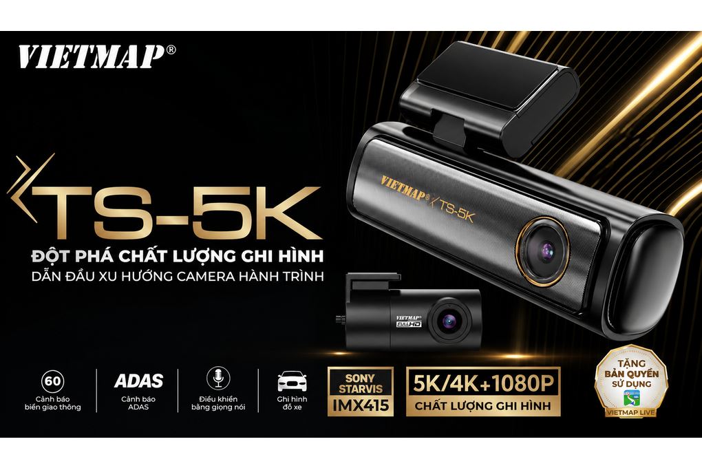Camera hành trình xe hơi ghi hình trước sau ADAS Cảnh Báo Giọng Nói GPS Vietmap TS-5K - 5