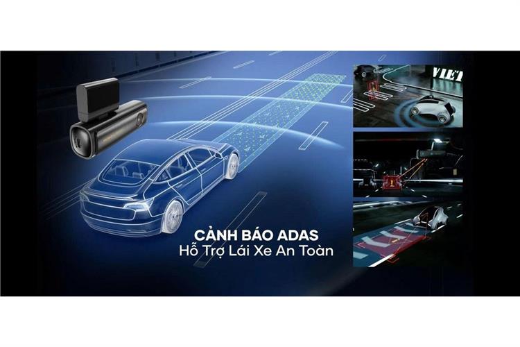 Camera hành trình xe hơi ghi hình trước sau ADAS Cảnh Báo Giọng Nói GPS Vietmap TS-5K Màu Đen