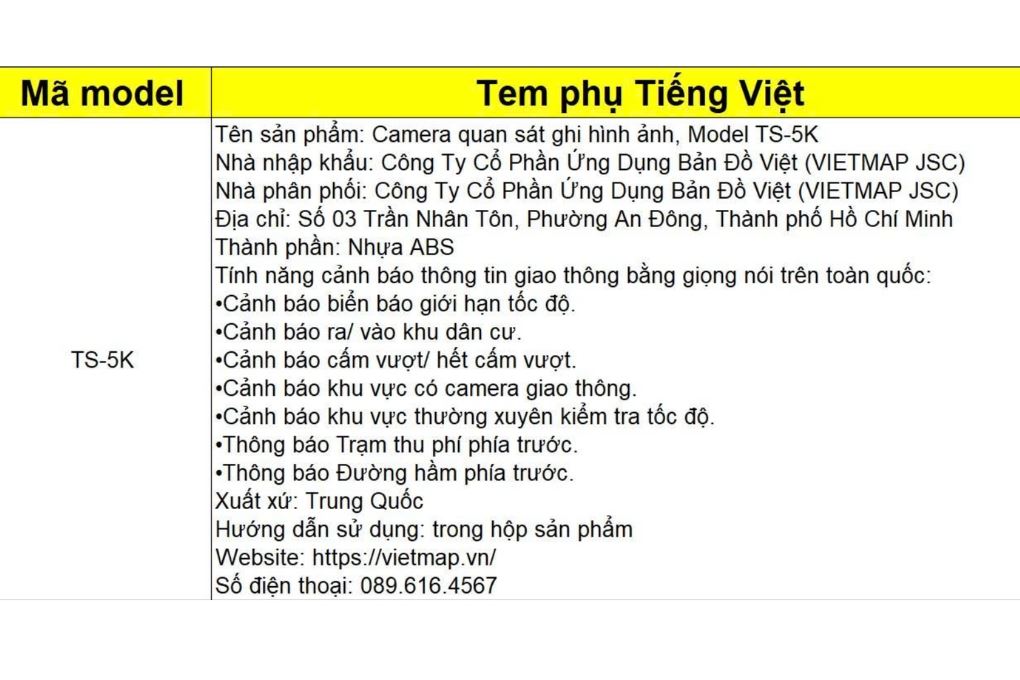 Camera hành trình xe hơi ghi hình trước sau ADAS Cảnh Báo Giọng Nói GPS Vietmap TS-5K - 12