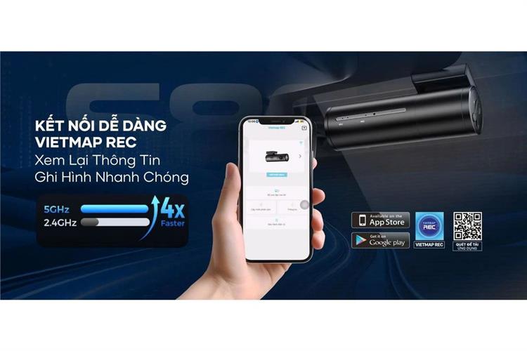 Camera hành trình xe hơi ghi hình trước sau Cảnh Báo Giọng Nói GPS Vietmap S860 Màu Đen