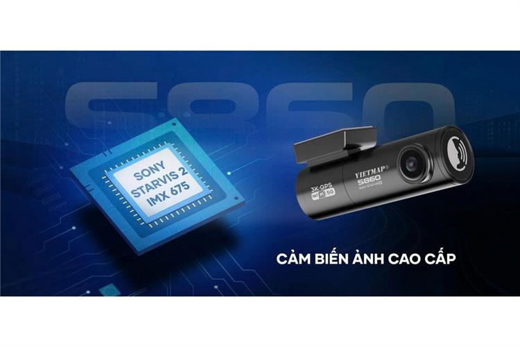 Camera hành trình xe hơi ghi hình trước sau Cảnh Báo Giọng Nói GPS Vietmap S860 Màu Đen