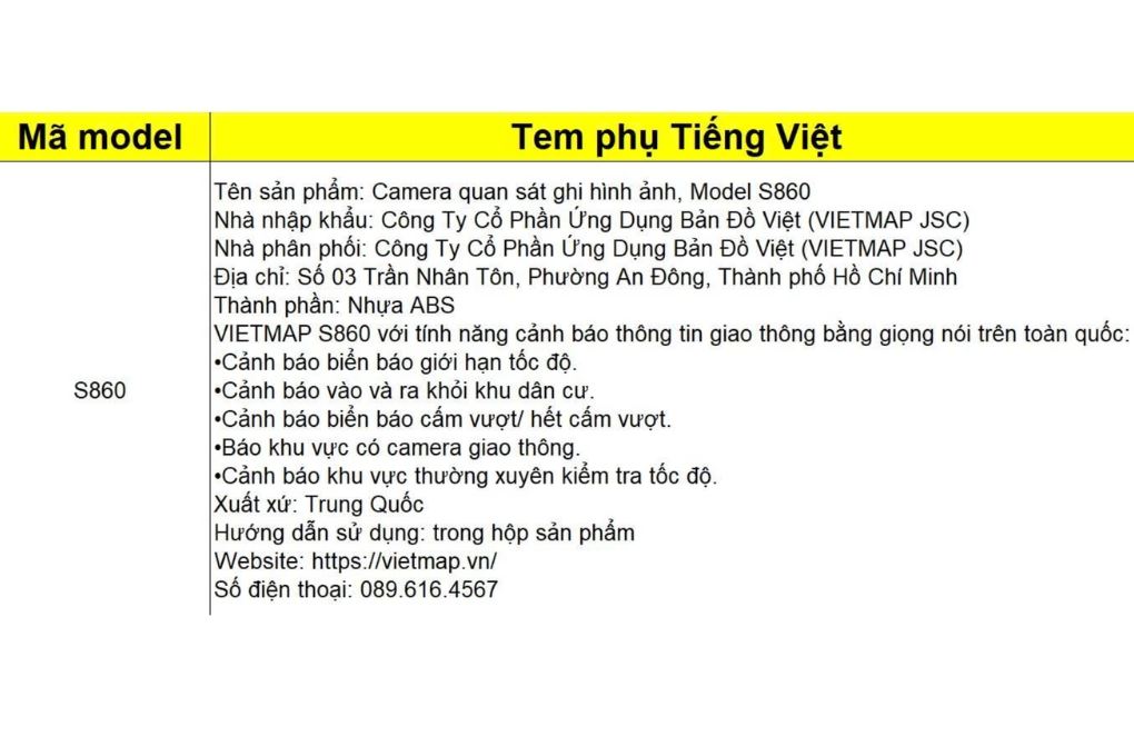 Camera hành trình xe hơi ghi hình trước sau Cảnh Báo Giọng Nói GPS Vietmap S860 Màu Đen
