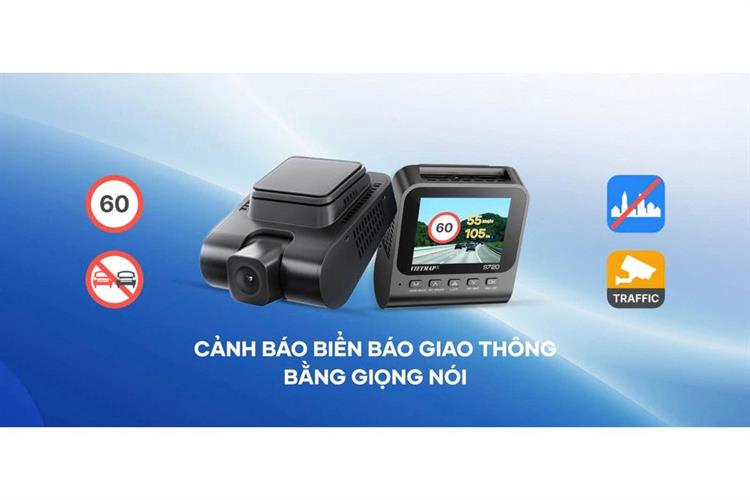 Camera hành trình xe hơi ghi hình trước sau 4K Cảnh Báo Giọng Nói GPS Vietmap S720 Màu Đen