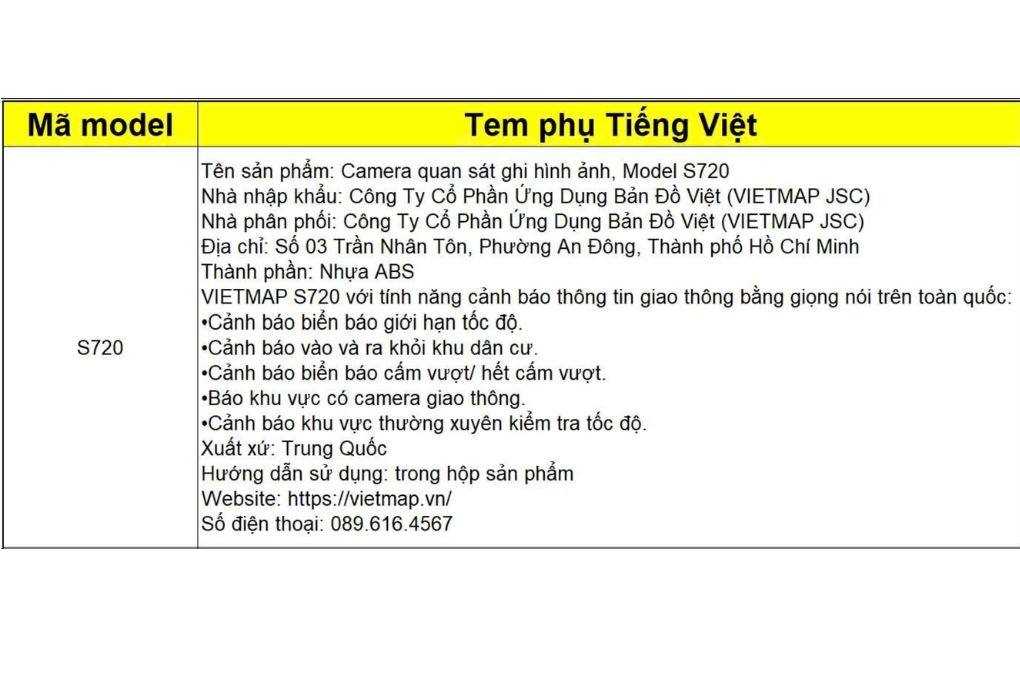 Camera hành trình xe hơi ghi hình trước sau 4K Cảnh Báo Giọng Nói GPS Vietmap S720 Màu Đen