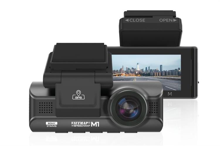 Camera hành trình xe hơi ghi hình trước sau 2K Cảnh Báo Giọng Nói GPS Vietmap SpeedMap M1 Màu Đen