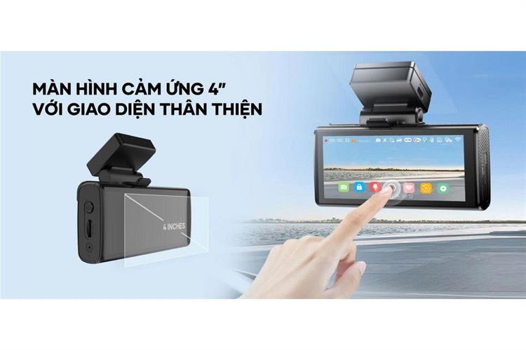 Camera hành trình xe hơi ghi hình trước sau 2K Cảnh Báo Giọng Nói 4G GPS Vietmap SpeedMap M2 Màu Đen
