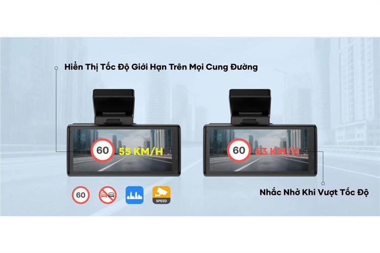 Camera hành trình xe hơi ghi hình trước sau 2K Cảnh Báo Giọng Nói 4G GPS Vietmap SpeedMap M2 Màu Đen