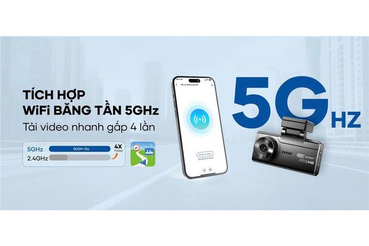 Camera hành trình xe hơi ghi hình trước sau 2K Cảnh Báo Giọng Nói 4G GPS Vietmap SpeedMap M2 Màu Đen