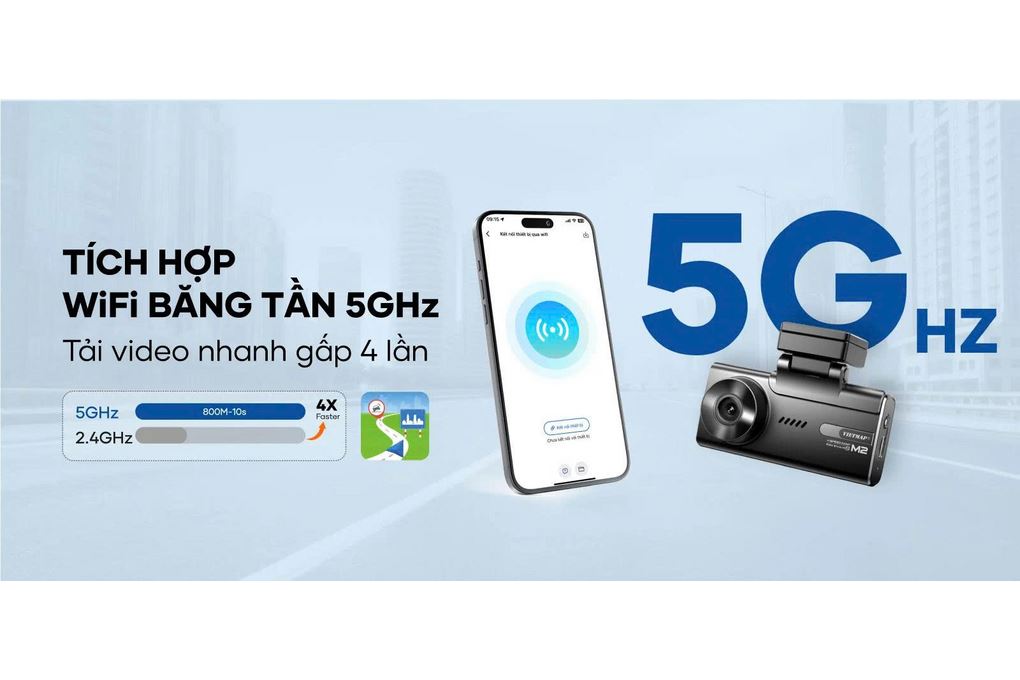 Camera hành trình xe hơi ghi hình trước sau 2K Cảnh Báo Giọng Nói 4G GPS Vietmap SpeedMap M2 Màu Đen