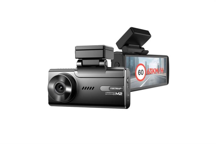 Camera hành trình xe hơi ghi hình trước sau 2K Cảnh Báo Giọng Nói 4G GPS Vietmap SpeedMap M2 Màu Đen