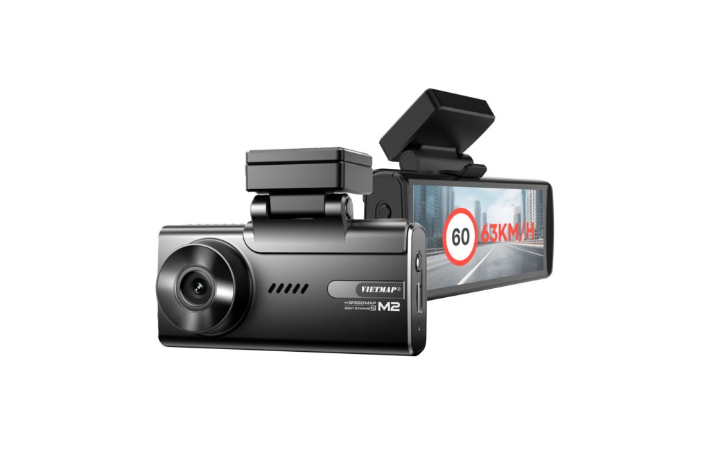 Camera hành trình xe hơi ghi hình trước sau 2K Cảnh Báo Giọng Nói 4G GPS Vietmap SpeedMap M2 Màu Đen