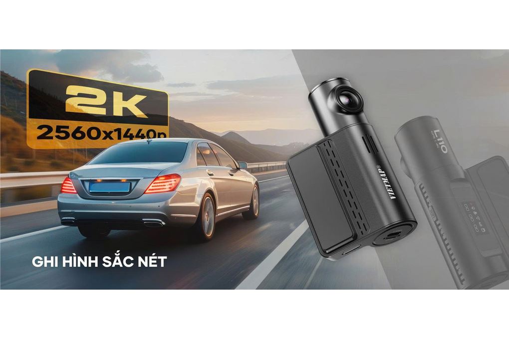Camera hành trình xe hơi 2K Cảnh Báo Giọng Nói 4G GPS Vietmap L110 Màu Đen