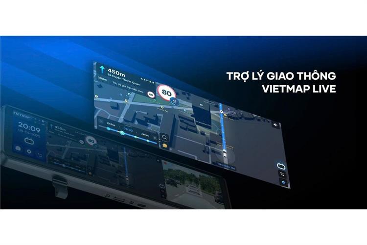 Camera hành trình xe hơi ghi hình trước sau Full HD  Cảnh Báo Giọng Nói ADAS 4G GPS Vietmap V740 Màu Đen