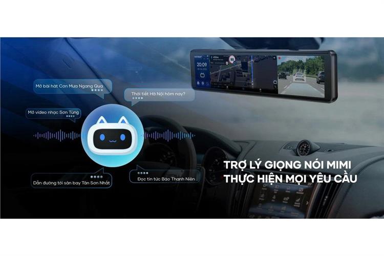 Camera hành trình xe hơi ghi hình trước sau Full HD  Cảnh Báo Giọng Nói ADAS 4G GPS Vietmap V740 Màu Đen