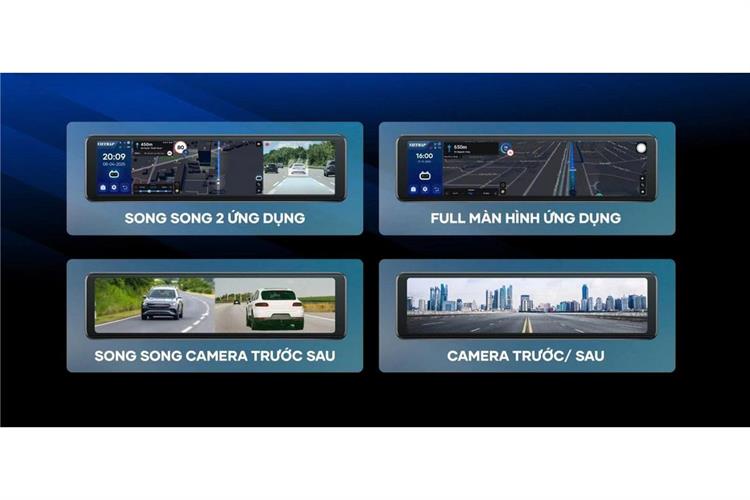 Camera hành trình xe hơi ghi hình trước sau Full HD  Cảnh Báo Giọng Nói ADAS 4G GPS Vietmap V740 Màu Đen