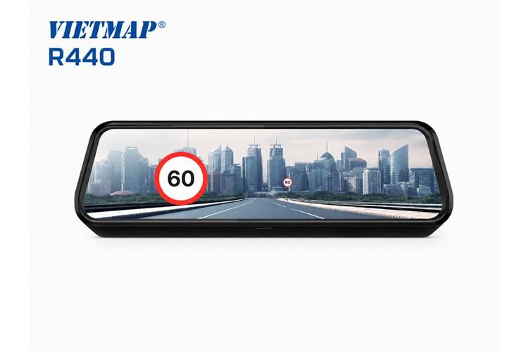 Camera hành trình xe hơi ghi hình trước sau 4K Cảnh Báo Giọng Nói GPS Vietmap R440 Màu Đen