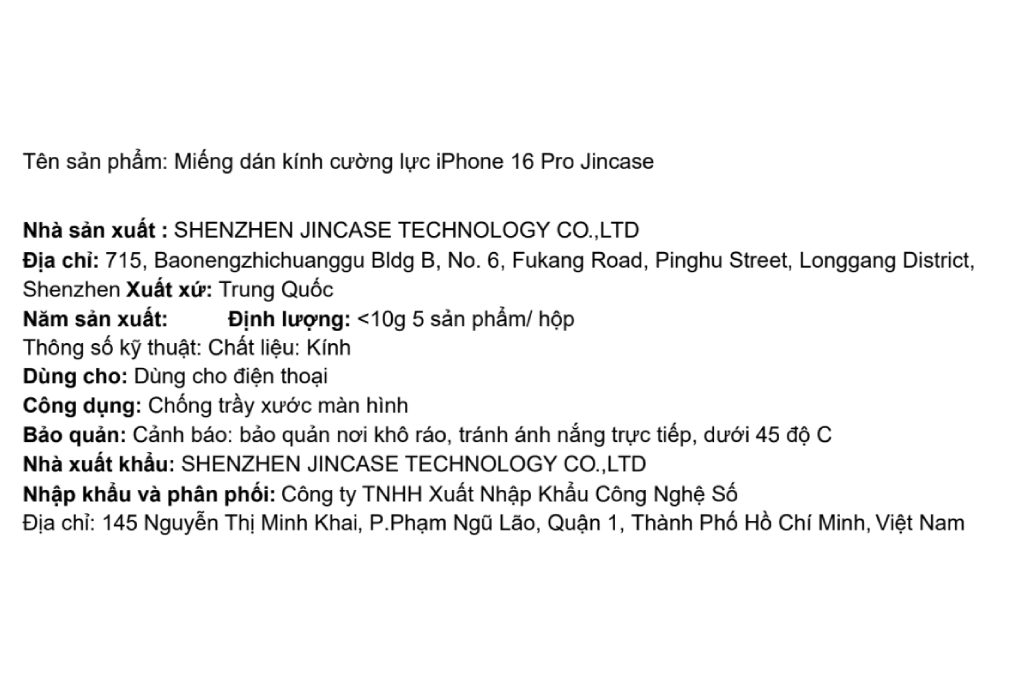 Miếng dán kính cường lực iPhone 16 Pro Jincase - 3