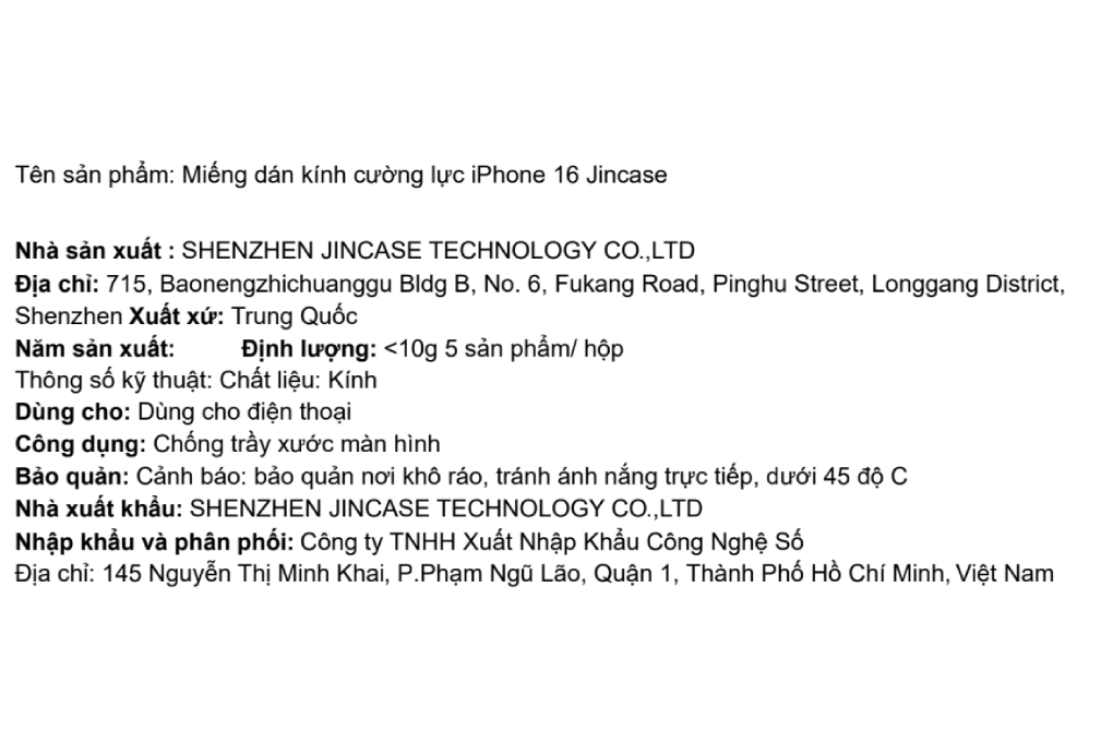 Miếng dán kính iPhone 16 cường lực Jincase - 3