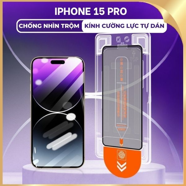 Miếng dán kính cường lực tự dán iPhone 15 Pro