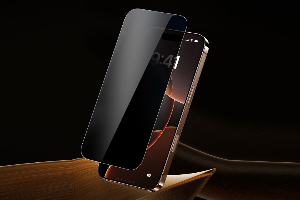 Miếng dán kính iPhone 16 Pro cường lực chống nhìn trộm Jincase Màu Đen