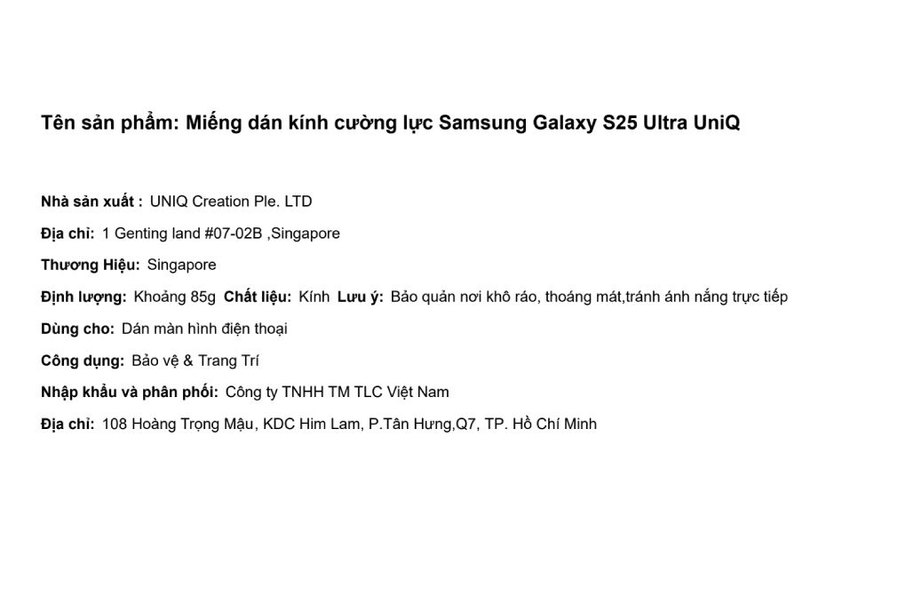 Miếng dán kính cường lực Samsung Galaxy S25 Ultra UniQ Màu Trắng