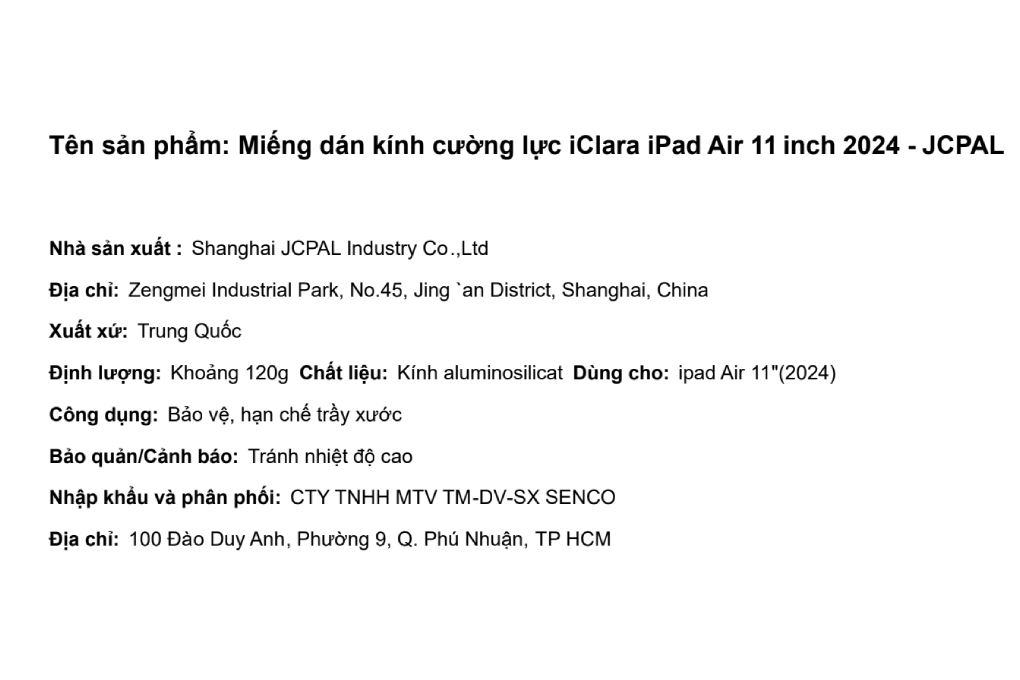 Miếng dán kính cường lực iPad Air M2/M3/M4 11 inch 2024 JCPAL iClara - 5