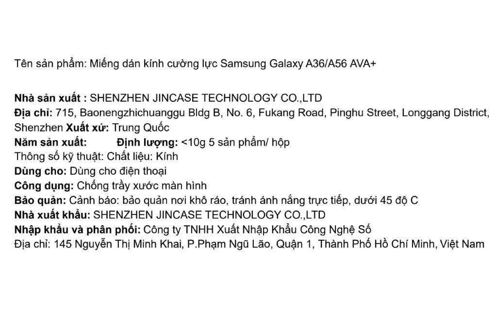 Miếng dán kính cường lực Samsung Galaxy A36/A56 AVA+ Màu Đen