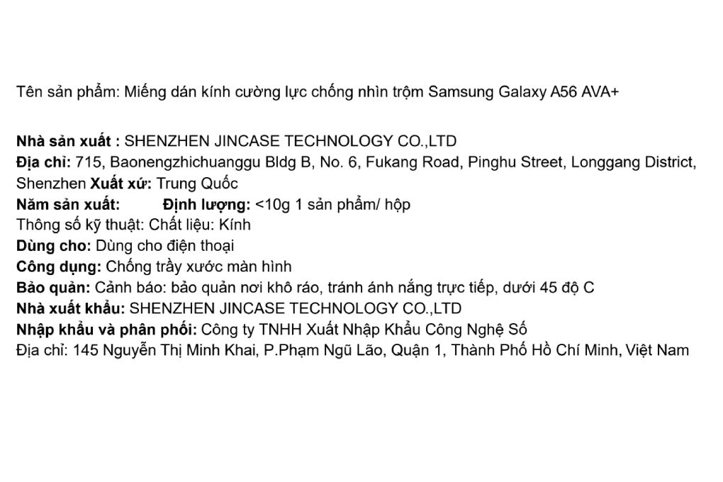 Miếng dán kính Samsung Galaxy A56 cường lực chống nhìn trộm AVA+ - 2