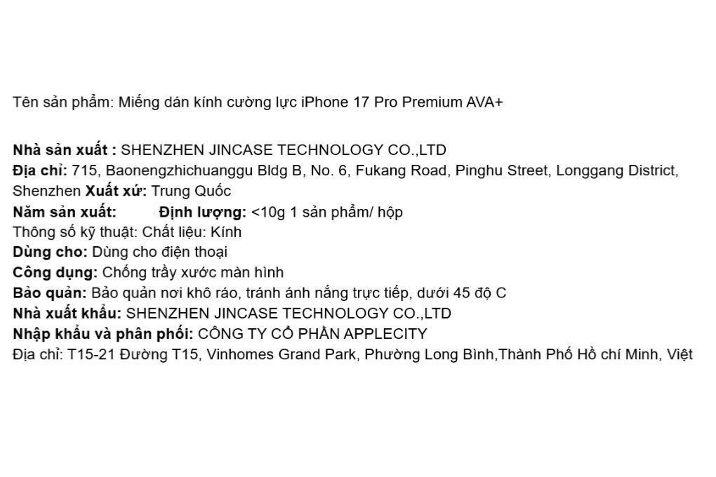 Miếng dán kính cường lực iPhone 17 Pro Premium AVA+ - 2