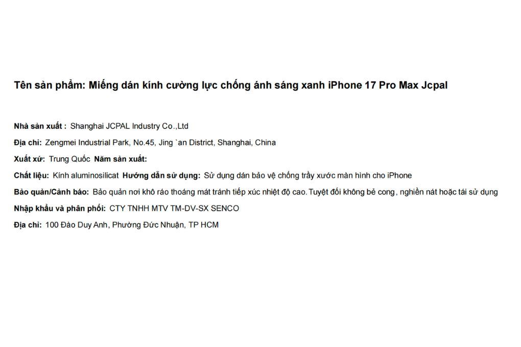 Miếng dán kính cường lực chống ánh sáng xanh iPhone 17 Pro Max Jcpal - 3