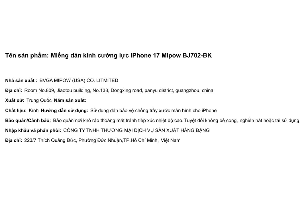 Miếng dán kính cường lực iPhone 17 Mipow BJ702-BK - 2