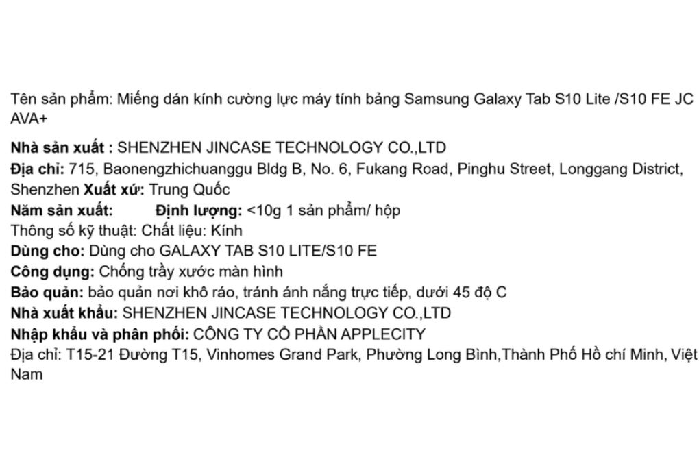 Miếng dán kính cường lực Samsung Galaxy Tab S10 Lite /S10 FE AVA+ JC - 6
