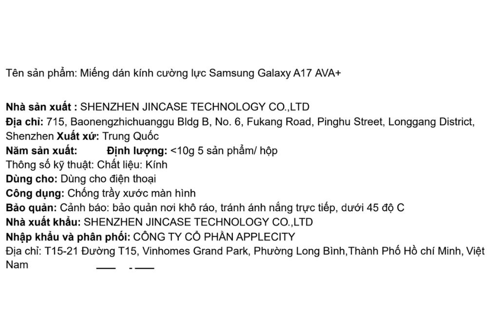 Miếng dán kính cường lực Samsung Galaxy A17 AVA+ - 6