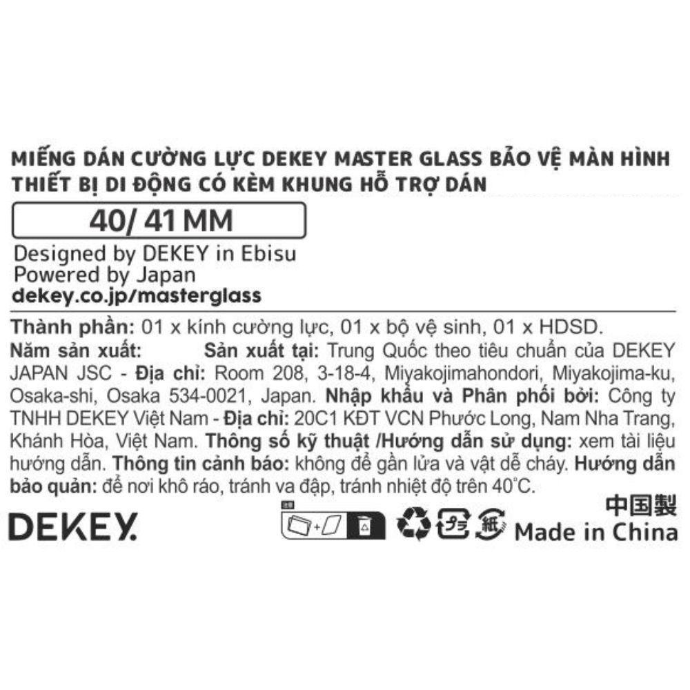 Miếng dán kính cường lực Apple Watch 40/41mm DEKEY Màu Trắng