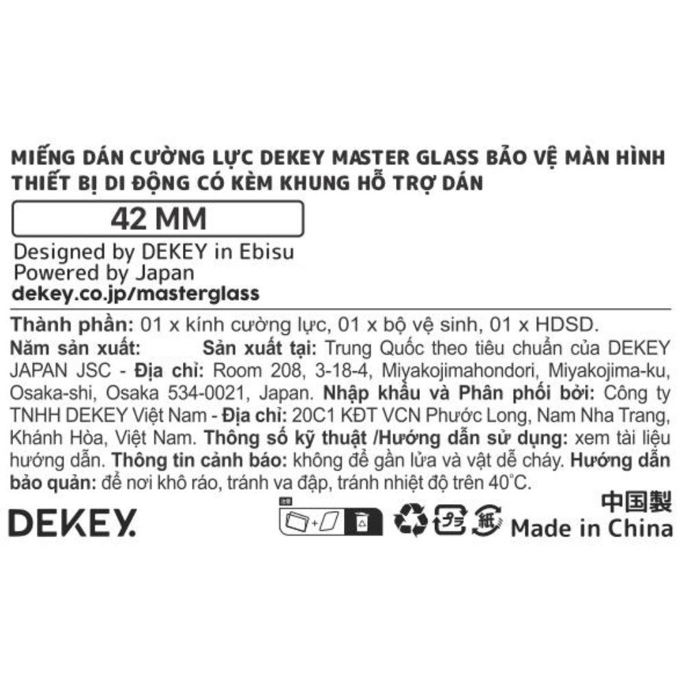 Miếng dán cường lực Apple Watch 42mm DEKEY Màu Trắng