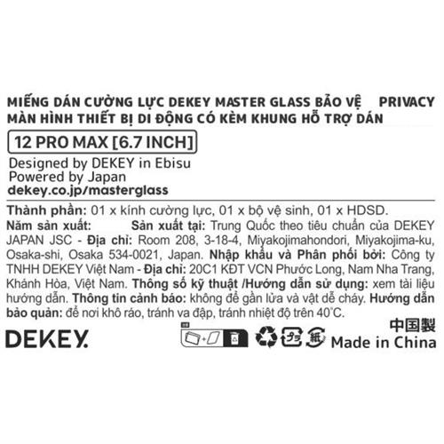 Miếng dán kính cường lực chống nhìn trộm iPhone 12 Promax DEKEY 3D Sentery Màu Trắng