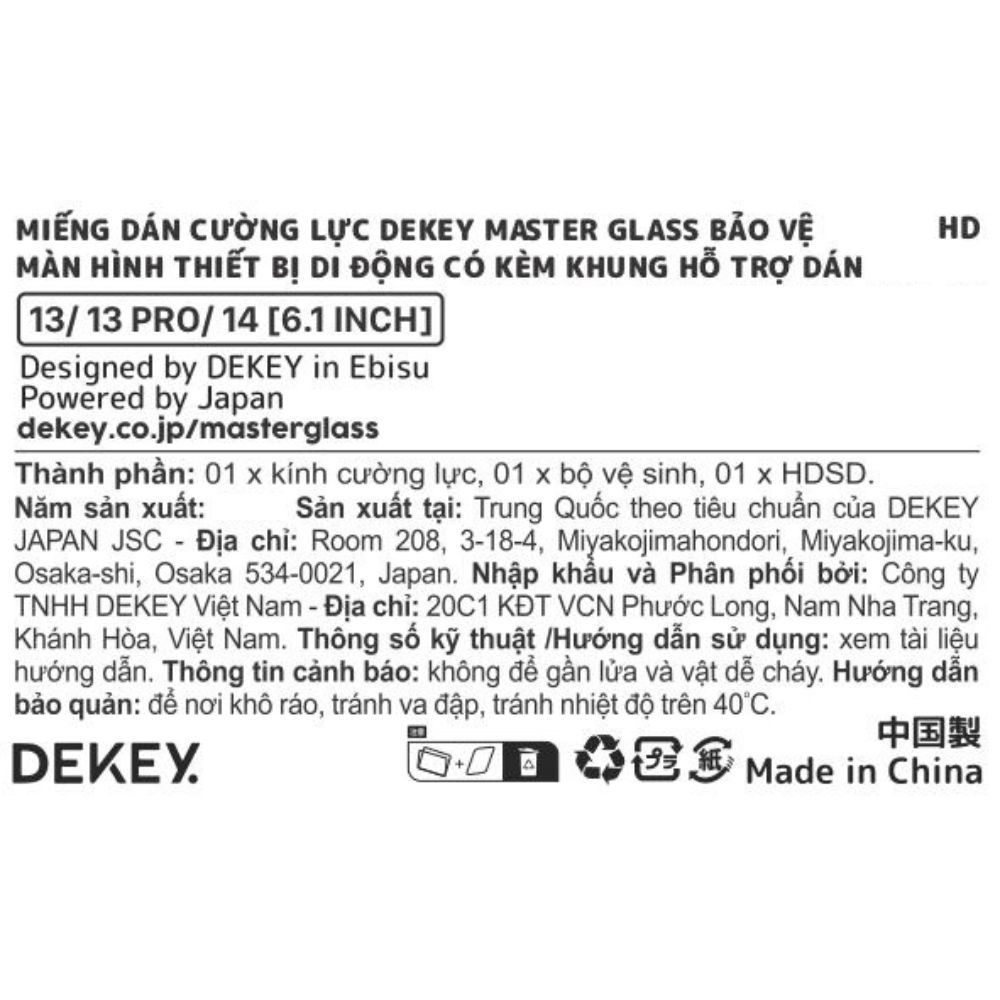 Miếng dán kính cường lực iPhone 13/13 Pro/14 DEKEY 3D Sentery Màu Trắng