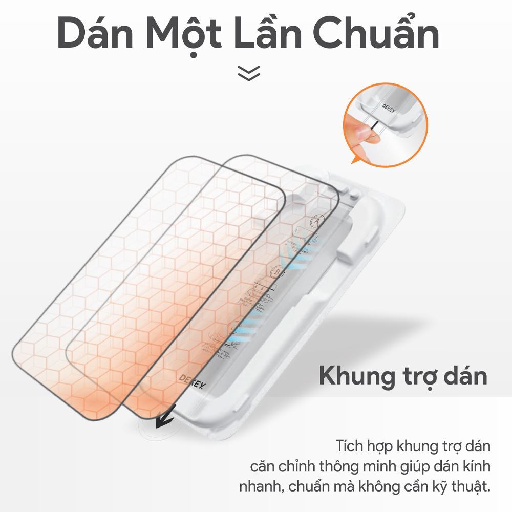Miếng dán cường lực có kèm khung hỗ trợ dán iPhone 18 Pro Max/17 Pro Max DEKEY 3D Sentery Trong suốt - 10