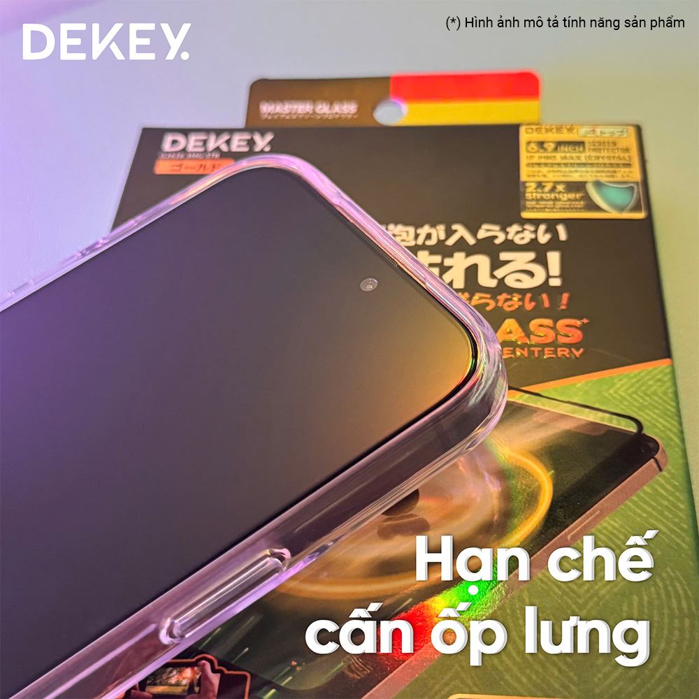Miếng dán kính cường lực chống nhìn trộm iPhone 17 Pro Max DEKEY 3D Sentery Màu Trắng