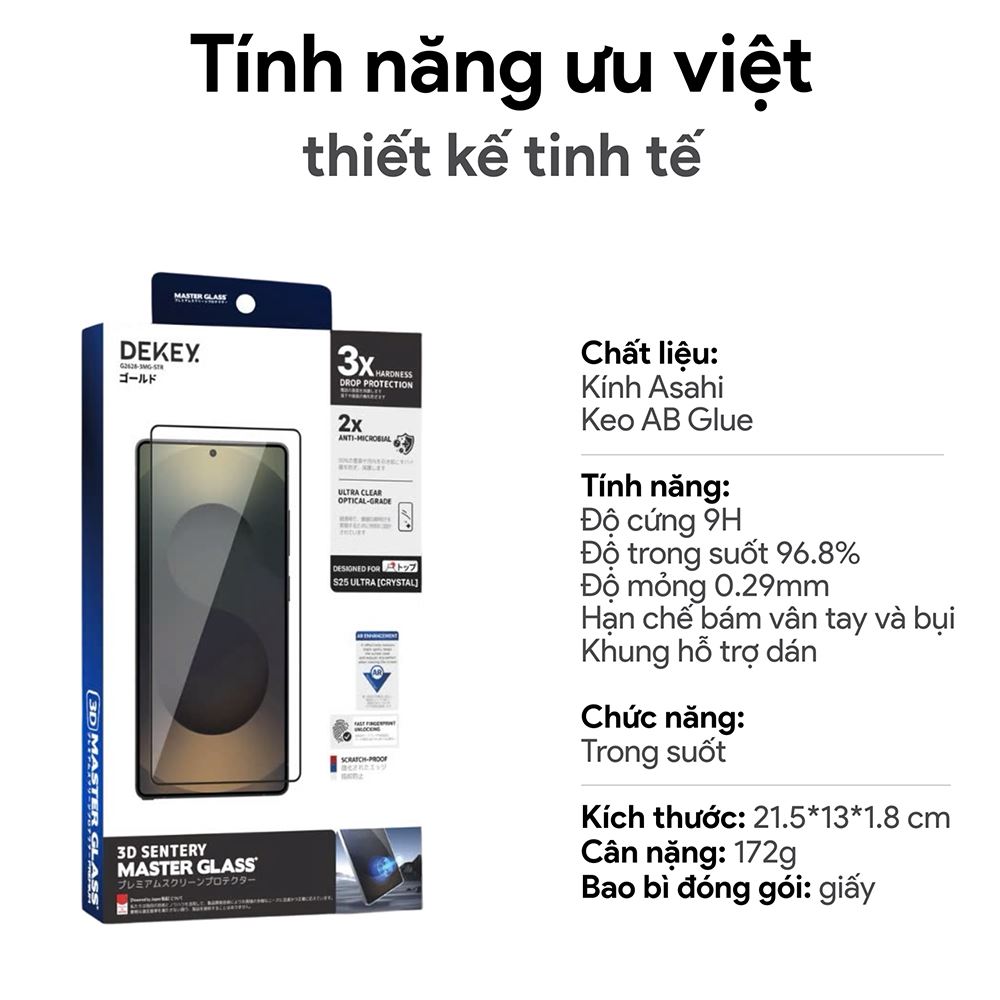 Miếng dán kính cường lực Samsung S24 Ultra DEKEY 3D Sentery - 2