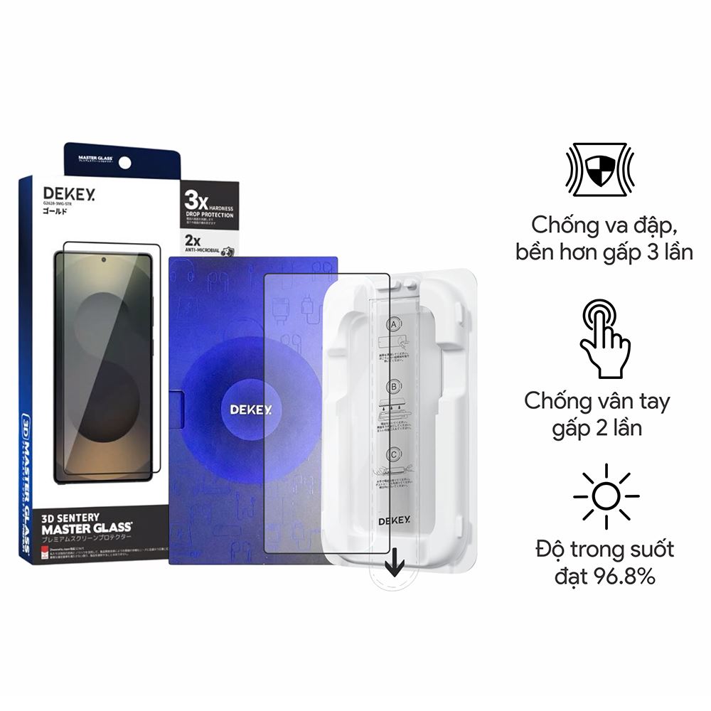 Miếng dán kính cường lực Samsung S25 DEKEY 3D Sentery Màu Trắng
